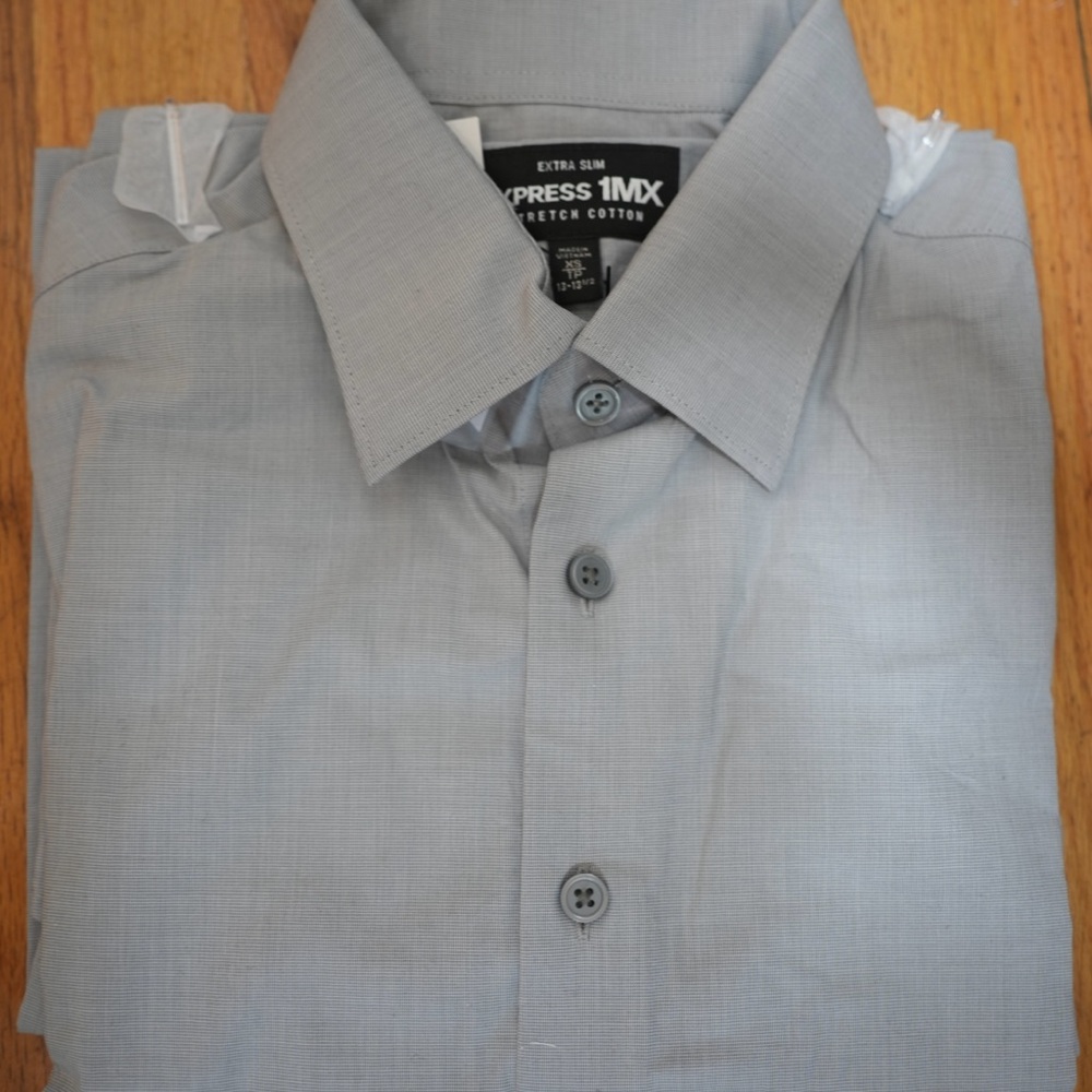 Express Men's Light Gray Dress Shirt